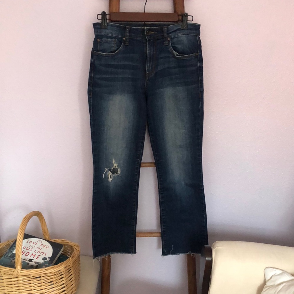 Dark wash straight fit jeans